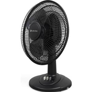 Comfort Zone Oscillating Table Fan with Adjustable Tilt, Convenient Push Button Controls, Quiet, 12 inch, 3 Speed, Desk Fan, Airflow 7.25 ft/sec, Ideal for Home, Bedroom, Dorm & Office, CZ121BK