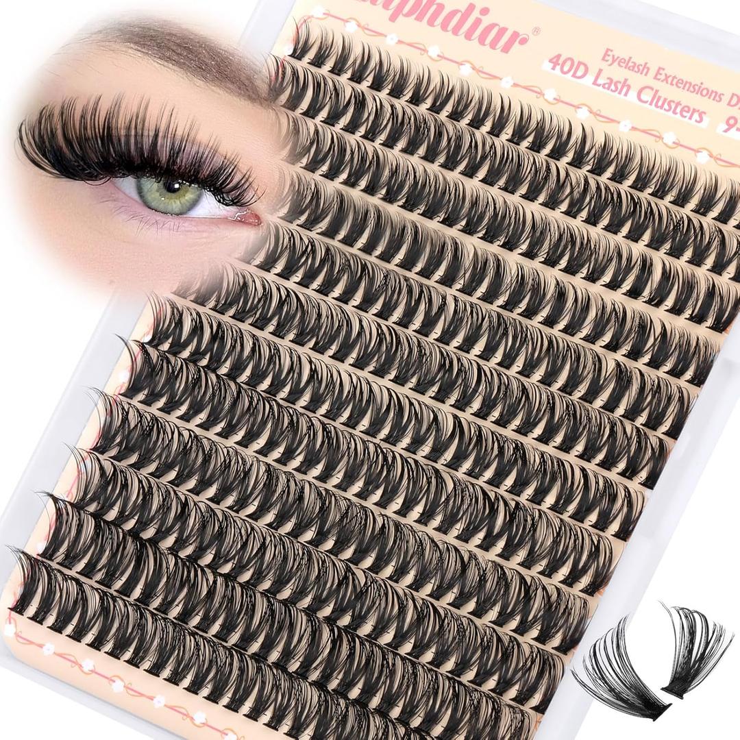 Calphdiar 40D Individual Lashes Natural Eyelash Clusters Wispy Lash Clusters 9-16mm Cluster Eyelash Extensions D-Curly Lashes Clusters 288pcs DIY Lash Extension for Beginners at Home