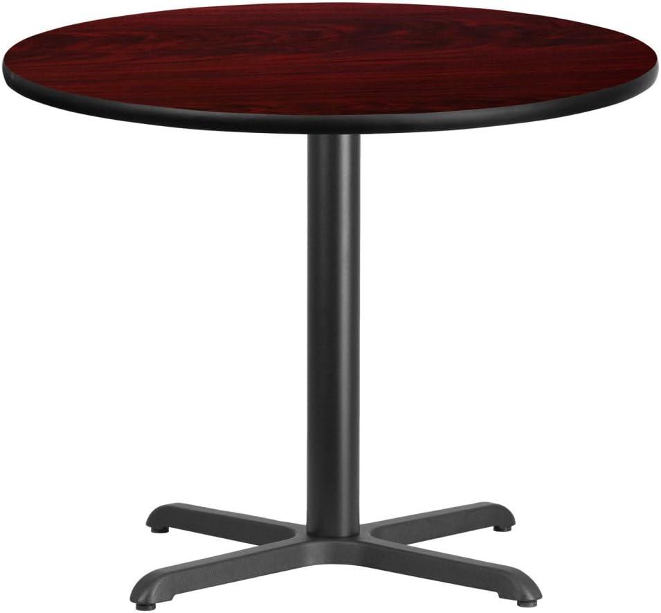 Flash Furniture Graniss 36'' Round Mahogany Laminate Table Top with 30'' x 30'' Table Height Base