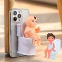 3D Funny Tricky Toilet Boy Phone Case Compatible with iPhone 15 Pro Max Case, TPU Shockproof Clear Spoof Boy Cartoon Phone Case, Perfect Spoof Gift for Her or Him Ideas