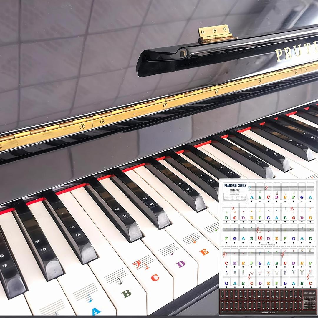 5 x Nalu Piano Keyboard Note Stickers with Large Bold Letters for 88/61/54/49/37 Keys, Removable Label for Starters and Kids, Future Musicians, Rainbow Colors, 1 Pack