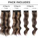 Vigorous Clip in Hair Extensions 20 Inch Brown mix Blonde Hair Extension 4PCS Long Wavy Soft Synthetic Hairpieces for Women