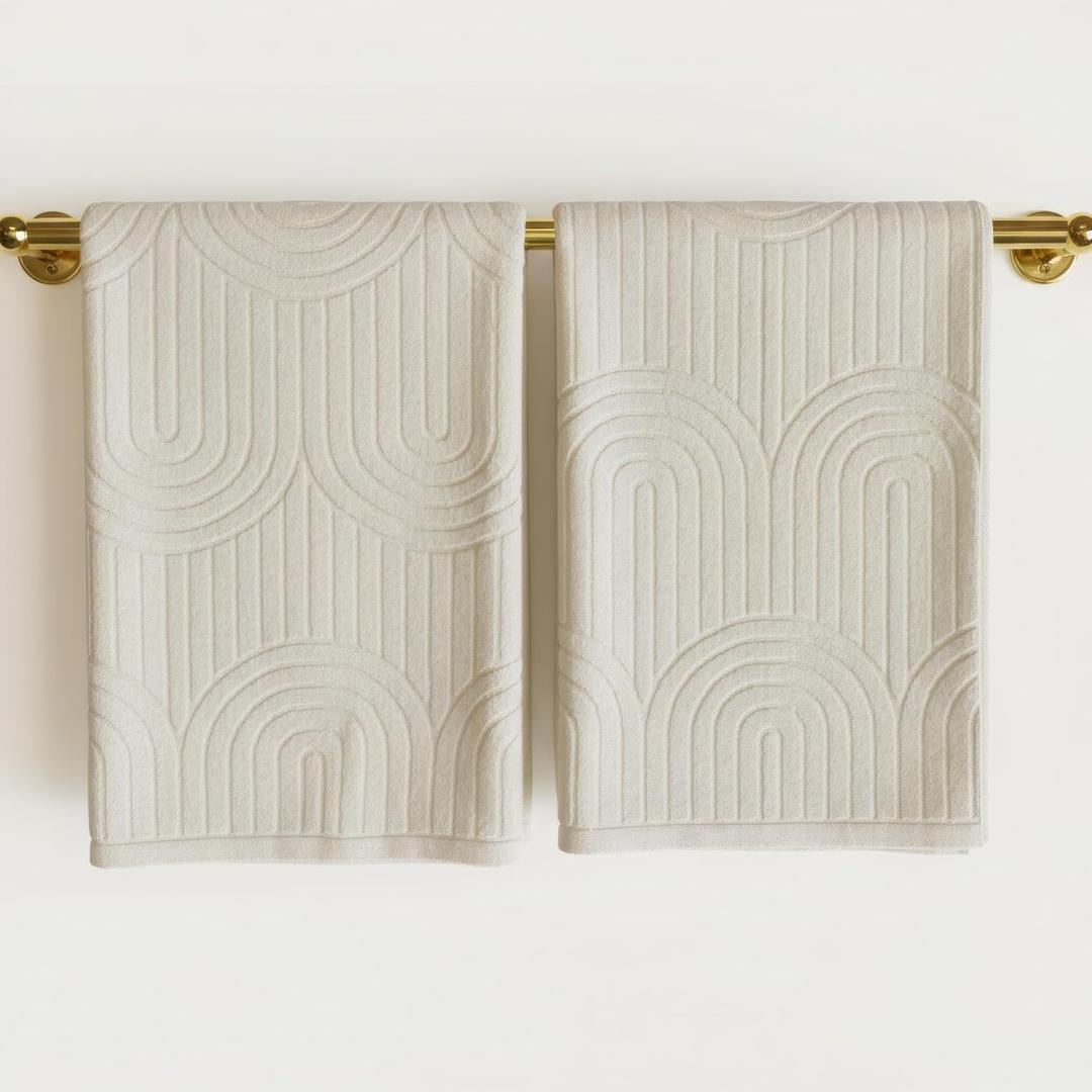 KIBAGA Decorative Hand Towels for Your Bathroom Or Kitchen  Luxurious Set of 2 Soft Boho Cotton Towels are Absorbent, Lightweight & Dry Quickly - Perfect to Elevate Any Bath Decoration at Home (Cream)