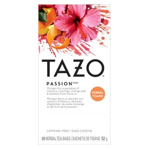 TAZO Passion Herbal Tea Bags, Hot or Iced, Caffeine Free, 20 Total Tea Bags (EXP 02/01/27)