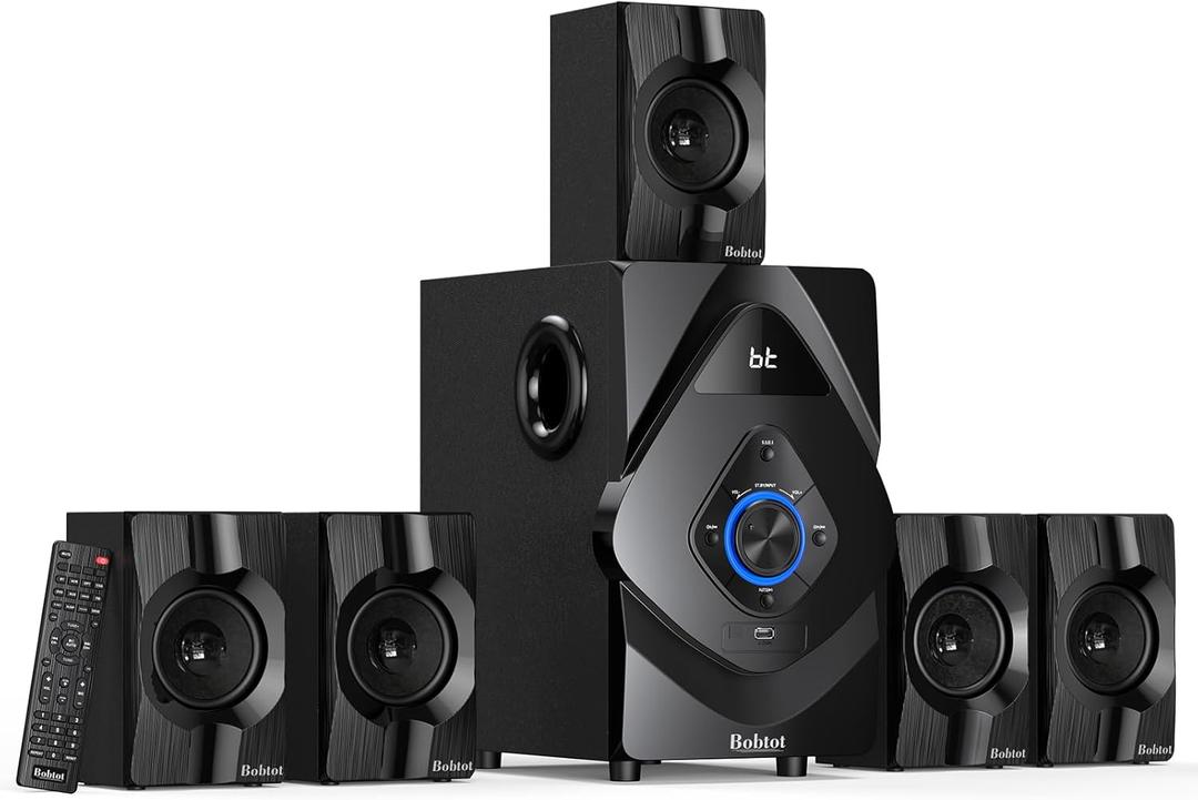 Bobtot Home Theater System Wireless Rear Satellite Speakers 800W 6.5 inch Subwoofer 5.1/2.1 Channel Surround Sound Systems with ARC Optical Bluetooth Input