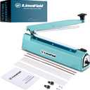 Sealer Pro, Patented 12inch Impulse Heat Bag Sealer, 7mm Sealing Width Poly Bag Seal Machine, 2 Replacement Kits 2 Fuses Included, Blue
