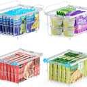 Ispecle Freezer Organizer Bins - 4 Pack Adjustable Width for 5 to 7 Cu.Ft Chest Freezers, Stackable Wire Storage Baskets for Deep Freezer Organization, Assembly Required, White