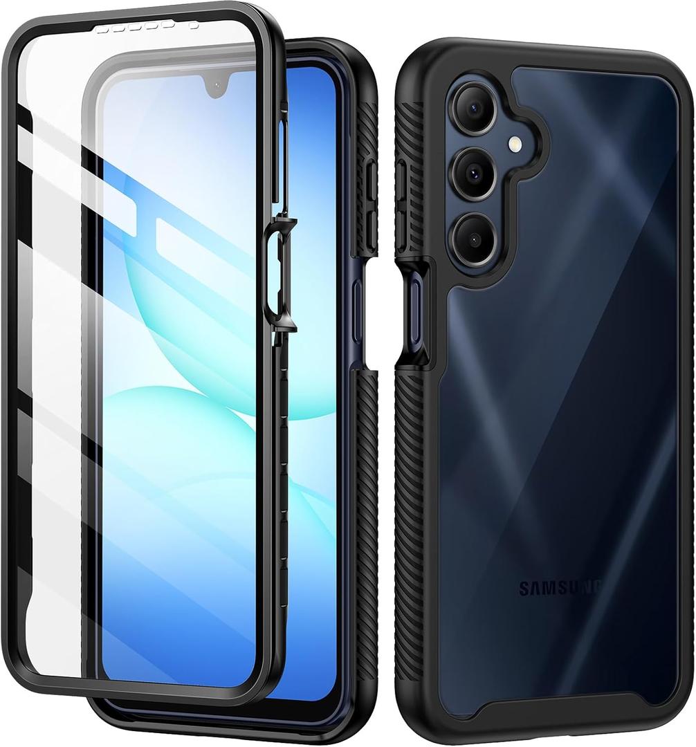 seacosmo Designed for Samsung Galaxy A17 A16 5G Phone Case, Full Body Shockproof Cover, with Built-in Screen Protector Slim Fit Protective Case for Galaxy A17 A16, Black