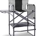 30" Tall Directors Chair with Side Table, 400LBS Bar Height Folding Camping Chair for Makeup Artists, Outdoor Events, Portable Foldable Chair with Cup Holder & footrest - Gray/Black