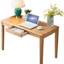 Solid Wood Desk with Drawer, Wooden Home Office Desk for Work, Student Computer Desk for Small Spaces, Gaming Study PC Desk for Bedroom, Easy to Assemble (Teak Color 39 inch), 39 inches x 24 inches x 30 inches