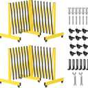 2 Set 16.8FT Industrial Metal Expandable BarricadeRetractable Traffic Fence with Casters, Folding Security Gate, Portable Barricade Gate for Construction Area, Traffic Control, Driveway and Garden (Yellow)