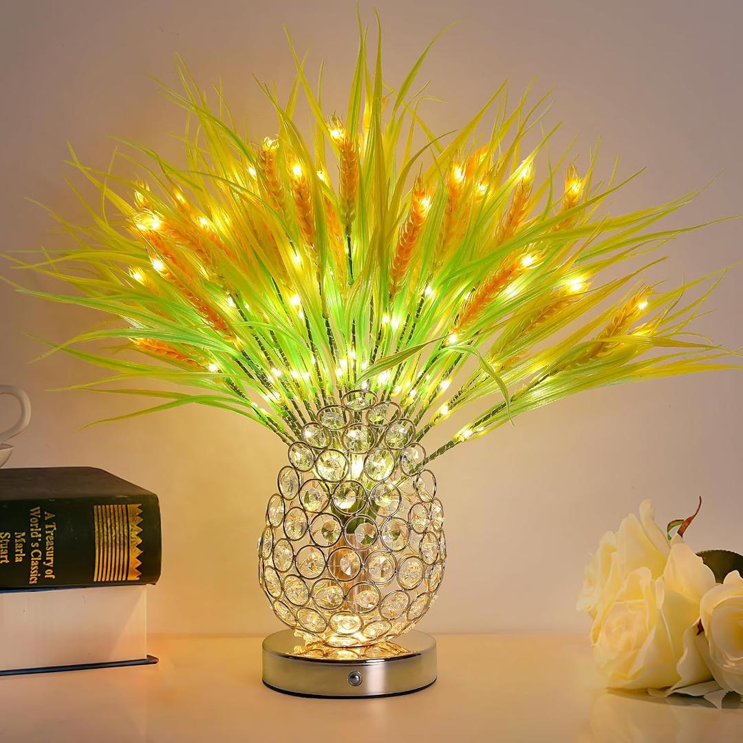 Birthday Gifts for Women Mom,18 Inch Wheat Stalks Decor Table Lamp,Rechargeable Touch Flower Lamps,3-Colour Dimming Night Light,Home Kitchen Wedding Party Boho Decor Thank You Gifts
