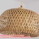 Bamboo Pendant Light Fixture One-Light Adjustable Boho Basket Handmade Woven Pendant Lighting for Kitchen Island Sink Farmhouse Dining Room