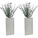 dugunusu Wood Wall Planter Set of 2, Farmhouse Wall Hanging Decor Pocket Planter for Greenery and Dried Flowers, Rustic Indoor Wood Hanging Vase (White)