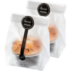 Palksky (400Pcs)200pcs Translucent Plastic Bags/Bakery Bags with 200pcs Handmade Stickers for Muffin Cookie Cake Chocolate Candy Snack Wrapping Bakery Packaging