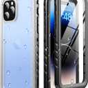 SOKUSIN for iPhone 14 Pro Case Waterproof - Full Body Bumper Case with Built-in Screen & Camera Protector, Shockproof Drop Dust Proof Rugged Phone Cover with Wrist Strap, 6.1", Black/Frosted Clear