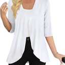 Yincro Women's Casual 3/4 Sleeve Cardigan Lightweight Soft Open Front Cardigans (X-Large, White)