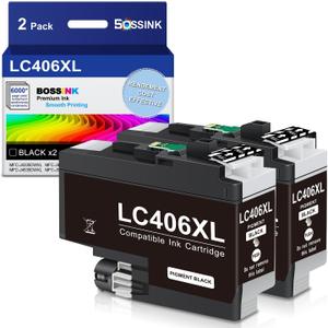 LC406XL Black Ink Cartridges - XL High Yield Compatible for Brother LC406BK LC406XLBK LC406 Black Ink Work with MFC-J4345DW MFC-J4535DW MFC-J5855DW MFC-J5955DW MFC-J6555DW Printer (2-Pack)