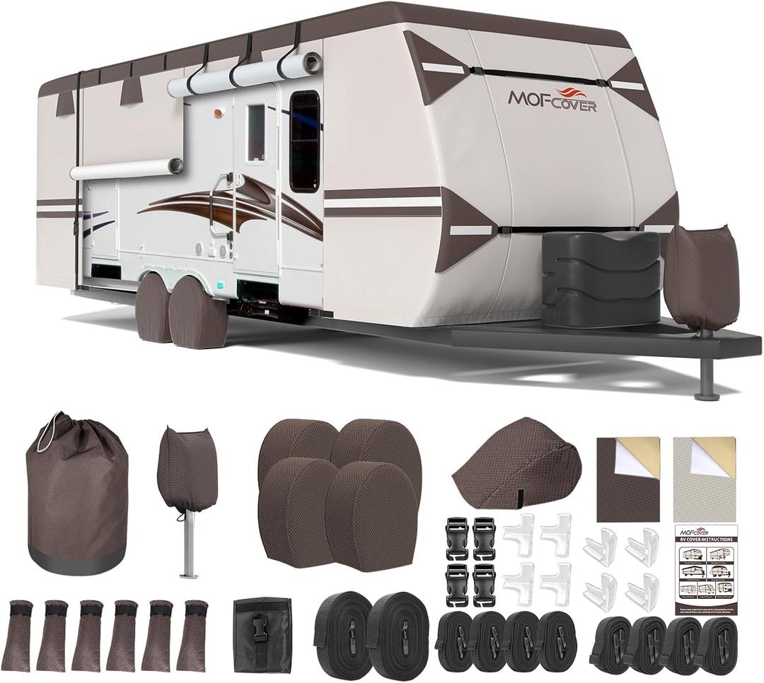 Travel Trailer Cover 27-30 ft 9 Layers Camper Cover, Brown