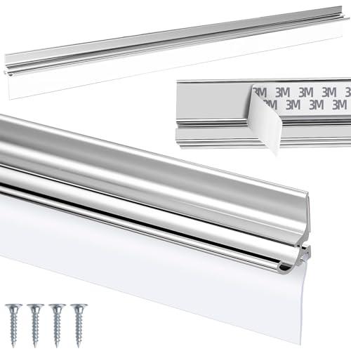 25" Chrome Framed Shower Door Replacement Drip Rail with Vinyl Sweep Door Water Deflector, Applied Mounting Tape and Screws (25Inch)