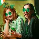 Oudain 6 Pairs St. Patrick's Day Irish Green Shamrock Sunglasses Green Leprechaun Costume Glasses St. Patricks Day Accessories Shamrock Irish Clover Sunglasses for Costume Accessories