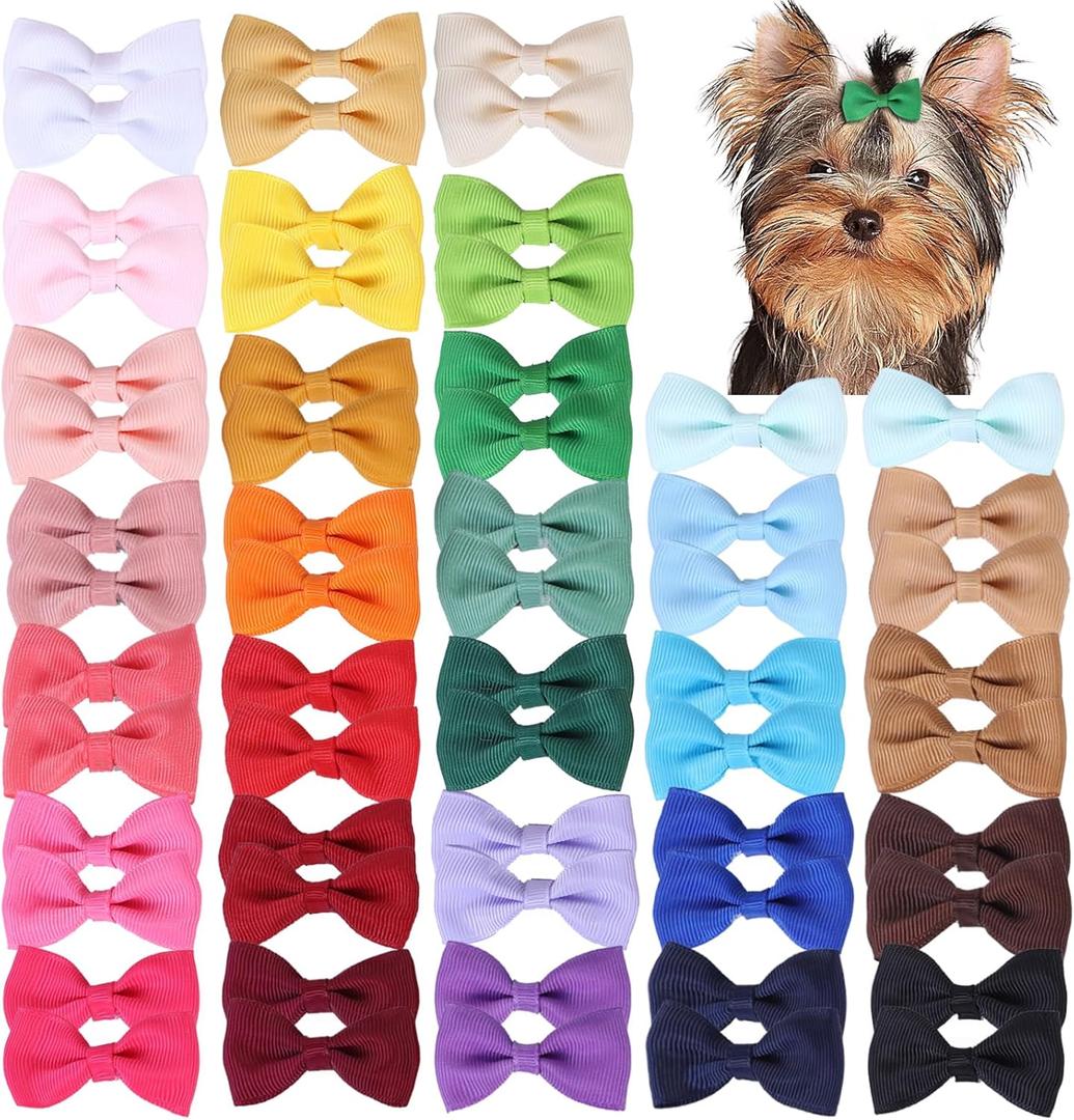 60PCS 2Inch Puppy Dog Bows with Clips,Small Handmade Hair Accessories Bow Pet Puppy for Doggies Cat Kitten Rabbit Grooming Accessories (BlueStyle A-60pcs)