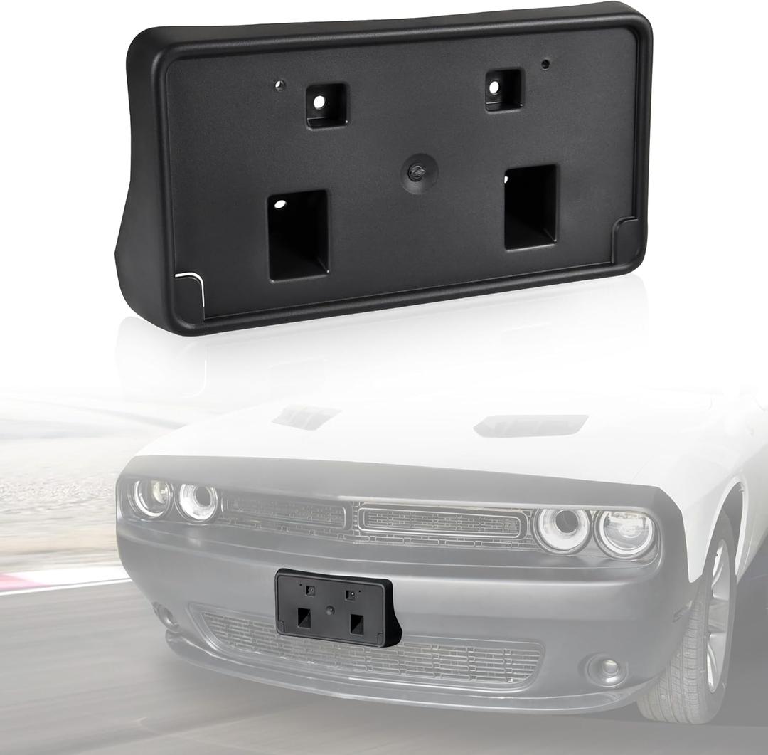 KEWISAUTO Front License Plate Holder Frame for 2010-2024 Dodge Challenger, Black Front License Plate Mount Front Bumper License Plate Bracket Cover for Dodge Challenger 2010-2024 Accessories