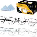 Safety Glasses Anti Fog Goggles For Women, Nurses Protective Eyewear Blue Light & UV Blocking Eye Protection Glasses (4 Pack, Black + Black Leopard + Blue + Clear)