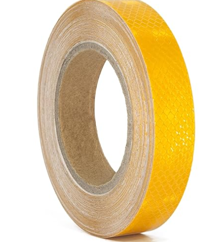 Reflective Tape, Waterproof Self Adhesive Dot Reflective Tape Outdoor Safety Caution Reflector for Trailers, Bikes, Cars（Yellow, 1 Inch x 65 Feet)