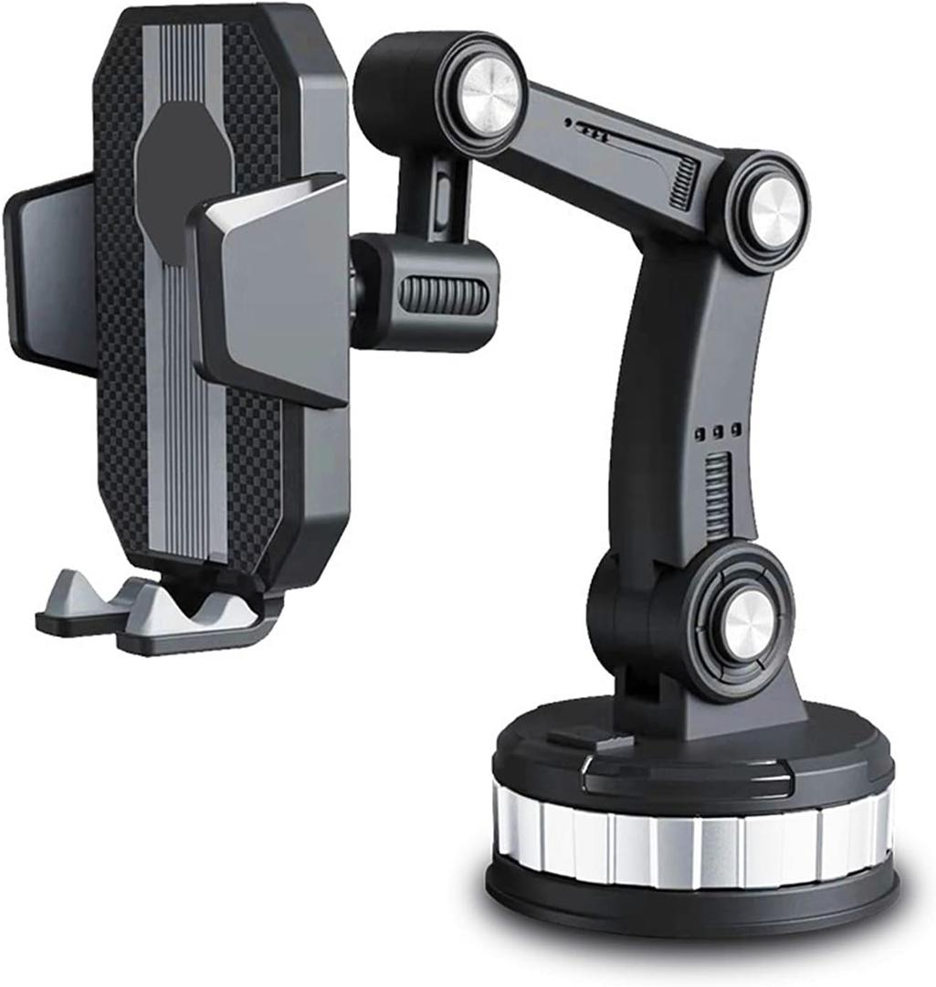 Car Phone Holder Mount, Suction Cup Cell Phone Holder Stand, Universal Dashboard/Windshield/Window Phone Holder One-Button Pop-up Strong Suction Cell Phone Car Mount (Black)