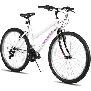 HILAND Bamcbase Womens Mountain Bike, 24 26 Inch 18 Speeds Hybrid Commuter Bicycle for Adults, Sport Hardtail Trail MTB (white)