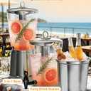 Beverage Dispenser with Stand, 2.5 Gallon Drink Dispenser for Parties,Events,Buffet &Self-Serve,Dual Ice Tube Core Fruit Infuser,Leakproof Spigot,Clear PC Container, Stainless Steel Lid&Base