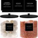 TIPGO Laundry Pods Container with 27 Labels, Glass Jars for Laundry Room Organization, Detergent Holder with Bamboo Lid, Cute Storage Jars, Black (Set of 1)