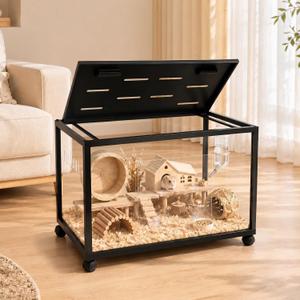 Large Hamster Cage 3.0 Acrylic Metal Hamster Cage 24 * 16 * 16IN Small Animal Habitat Easy-Clean, 360° Viewing, Stackable, Top Access for Dwarf Hamsters, Syrian Hamsters, Gerbils, Mice