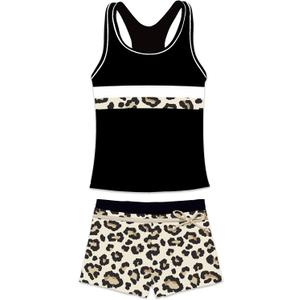 Little Girls' Summer Swimwear Two Piece Boyshort Tankini Kids Swimsuit (5-6 Years, Leopard)
