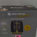 West Bend Timeless 2-Slice Toaster with 7 Browning Levels, Bagel/Waffle/Defrost Settings, High-Lift Lever, Anti-Jam, Easy-Clean Crumb Tray, 2-Slice, Blue/Gold