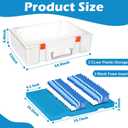 2 Pack Foam Name Badge Holder with Plastic Case Blue Foam Id Badge Holder Name Tag Tray Organizer Box with 48 Name Card Holders Badge Display Storage for Desk Office School