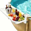 winemana Pool Bar for Above Ground Pool, 38.4 x 12 Inch Adjustable Poolside Table Foldable Swimming Pool Shelf Fits Round Oval Rectangle Frame Pools Outdoor Drink Tables for Deck Patio, White