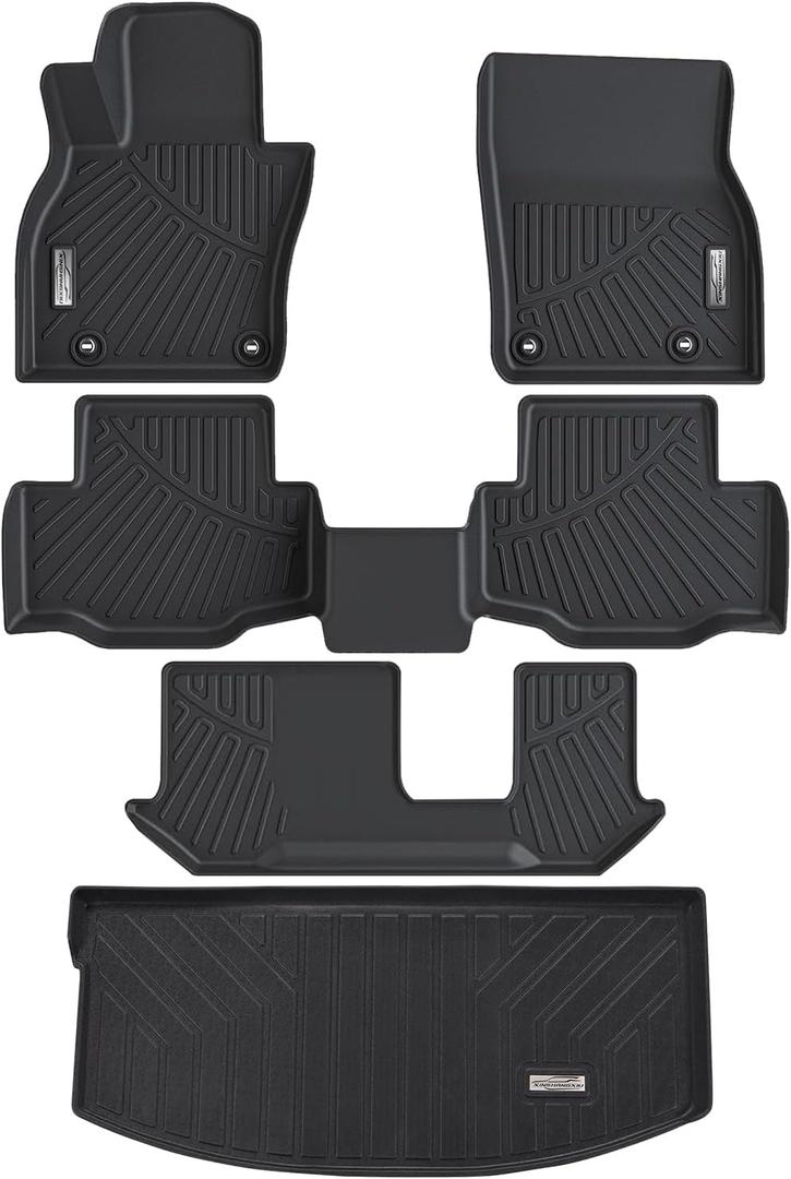 Floor Mats & Cargo Liner for 2024 2025 Mazda CX90 & CX-90 PHEV 8 Passenger with 2nd Row Bench Seats,1st & 2nd & 3rd Row with Trunk mat Full Set,TPE All Weather Mats