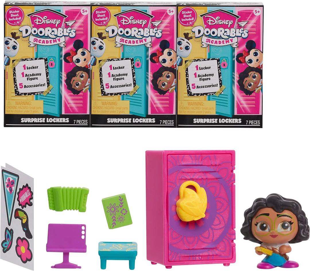 Disney Doorables Academy Surprise Locker 3 Pack, Collectible Figure Set, Easter Basket Fillers, Gifts, Presents, Kids Toys for Ages 5 Up by Just Play, Kids Toys for Ages 5 Up by Just Play