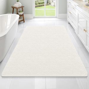 OLANLY Large Bathroom Rugs 70x46, Extra Soft Absorbent Chenille Bath Rugs, Rubber Backing Quick Dry, Machine Washable Bath Mats for Bathroom Floor, Tub and Shower, Home Decor Accessories, Ivory