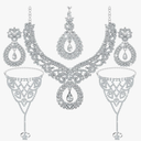 Sureio Indian Jewelry Sets for Women Bollywood Wedding Jewelry Set Choker Necklace Maang Tikka Earrings Rhinestone Bracelet