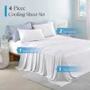 DOWNCOOL 4-Piece Cooling Sheet Set King Size, Cooling Bed Sheets for Hot Sleepers and Night Sweats, Q-Max>0.4, Soft & Breathable Summer Bedding Sheets, Deep Pocket Up to 15", White