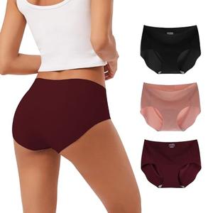INNERSY Women's Seamless No Show Hipster Panties Invisible Light Underwear 3-Pack(Red Wine,Medium)
