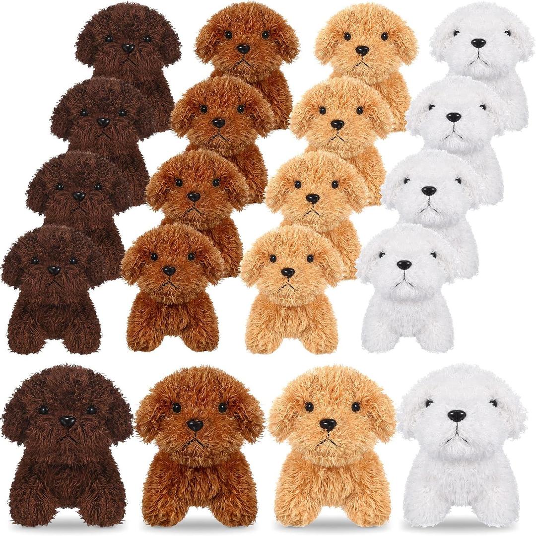 Sosation 20 Pcs 4.72 Inch Operation Christmas Mini Puppy Stuffed Animal Adopt a Puppy Party Favors Dogs Bulk Christmas Party Gifts for Kids Birthday Fillers Carnival Prize (Cute,Multicolor)