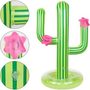 Inflatable Cactus Ring Toss Game Set Target Toss Floating Swimming Ring Toss Includes Cactus,4 Rings for Fiesta Party Accessories Hawaiian Pool Beach Party Decoration Supplies