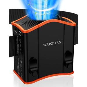 Upgraded Portable Waist Fan with Adjustable Belt,10 Times Strong Wind Waist Clip Fan with 12000mAh Battery Over 40H Working Time, Belt Fan for Outdoor Works,Camping,Travel,Fishing, One size fits all