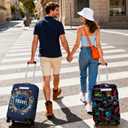 Travel around the world Travel Luggage Cover, Travel-Themed Suitcase Protector Stretchable, Washable Travel Suitcase Cover Travel around the world, M-(22-24) Inch