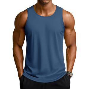 TACVASEN Men's Workout Tank Tops Sleeveless UPF 50+ Summer Sun Shirts Quick Dry for Running Swim Gym Beach (Blue, M)