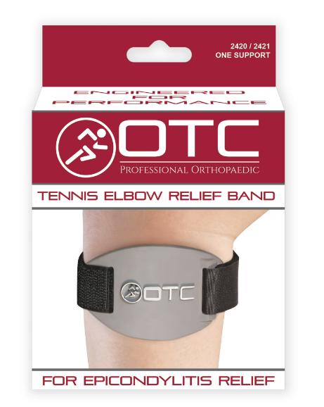 OTC Forearm Compression Strap for Tennis Elbow, Golfers Elbow, Recovery, Gray